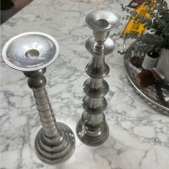 Pier1  Silver Pedestal Candlestick Set of 2 - Picture 6 of 6
